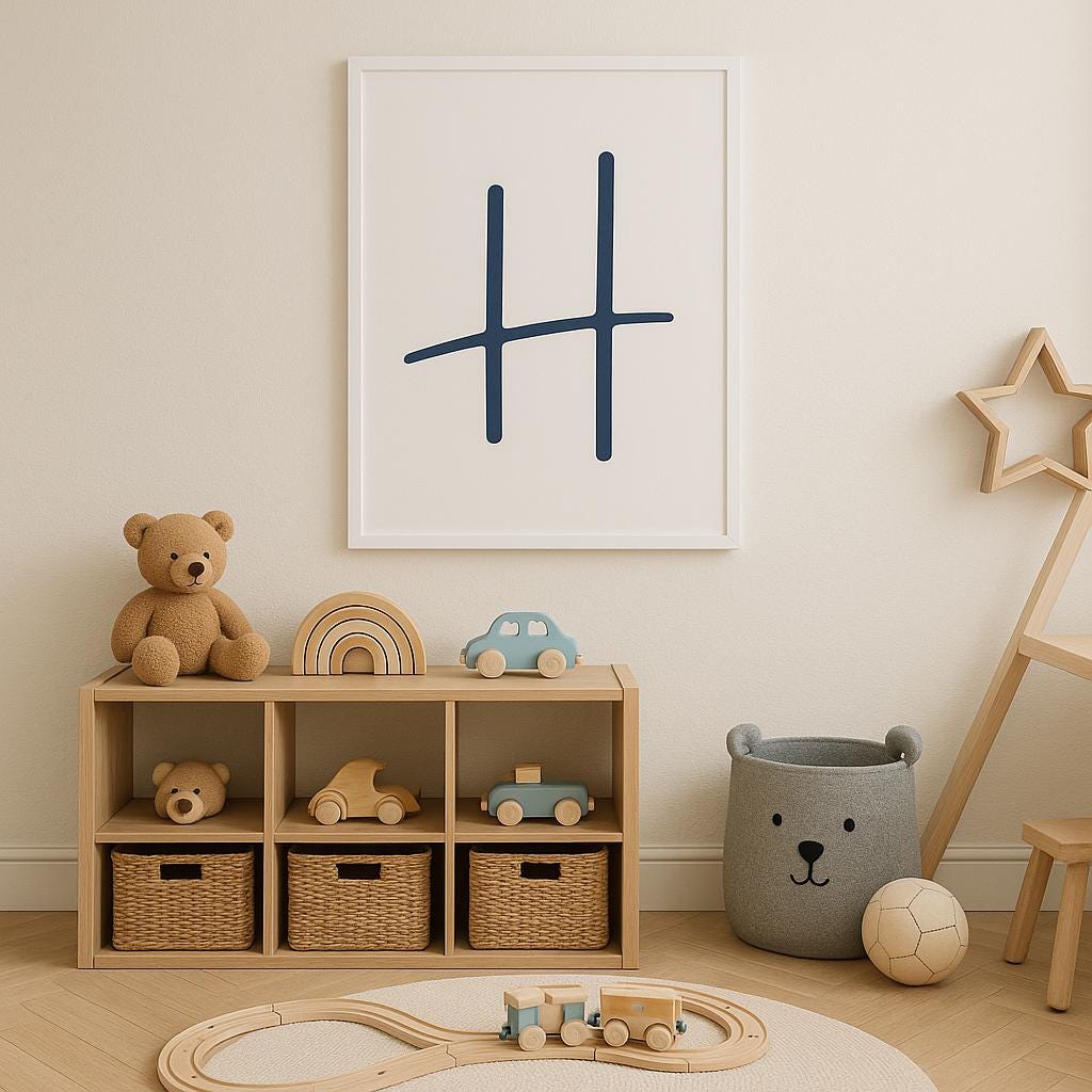 Pick Any 3 Alphabet Letters – Printable Wall Art Set in Navy Blue | A–Z Initial Prints | Digital Download for Nursery, Playroom or Kid Room