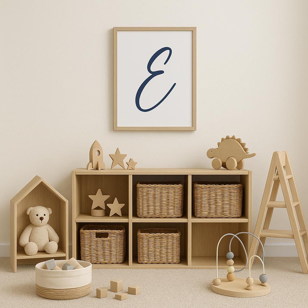 Pick Any 3 Alphabet Letters – Printable Wall Art Set in Navy Blue | A–Z Initial Prints | Digital Download for Nursery, Playroom or Kid Room