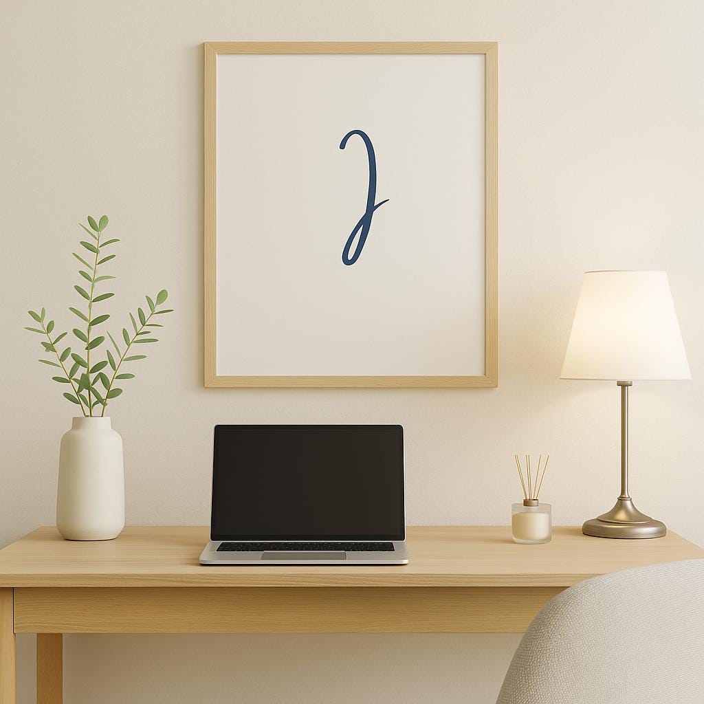 Letter I Wall Art Print | Navy Blue Initial Poster | Nursery Letter Print | Minimalist Typography Printable | A4, A3, 8x10 download
