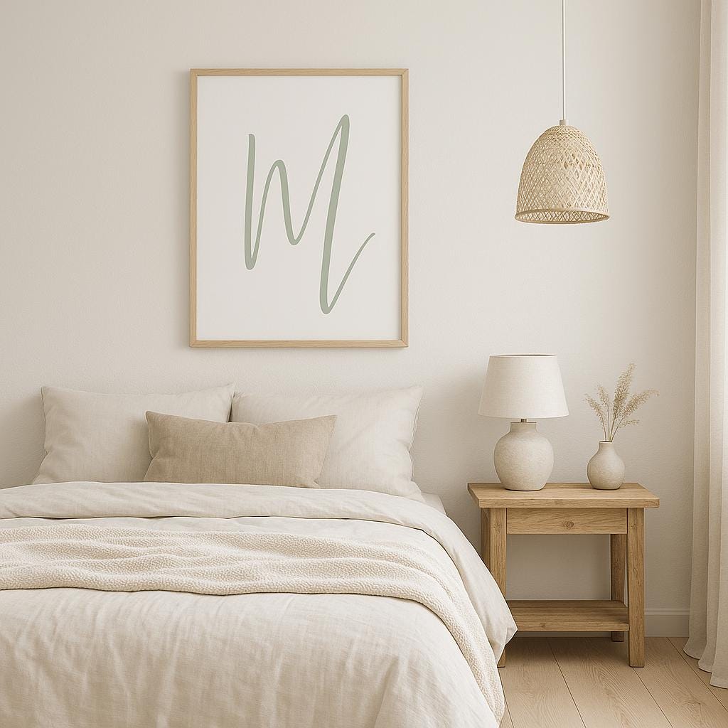 Letter M Wall Art Print | Sage Green Initial Poster | Nursery Letter Print | Minimalist Typography Printable | A4, A3, 8x10 download
