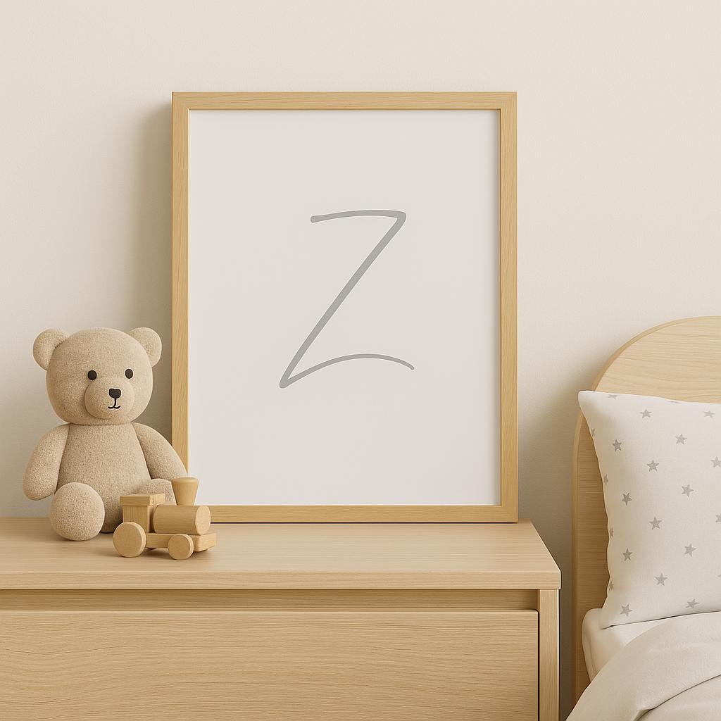 Full Alphabet Printable Wall Art – Grey A–Z Letters in A4, A3 & 8x10 | Digital Download | Nursery, Playroom and Kids Room Decor