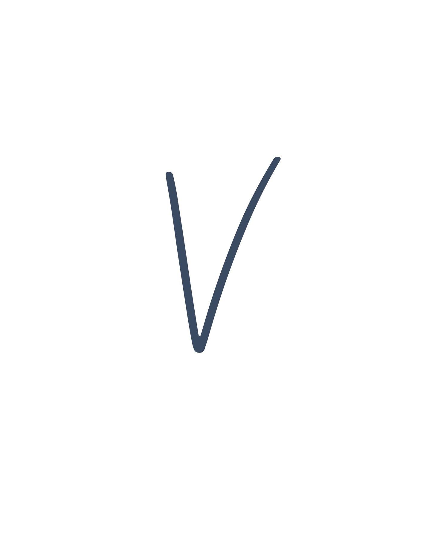 Letter V Wall Art Print | Navy Blue Initial Poster | Nursery Letter Print | Minimalist Typography Printable | A4, A3, 8x10 download