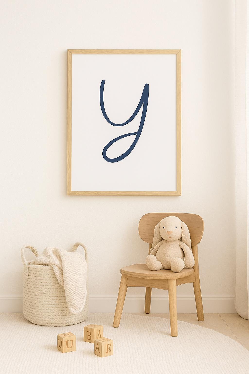 Letter Y Wall Art Print | Navy Blue Initial Poster | Nursery Letter Print | Minimalist Typography Printable | A4, A3, 8x10 download