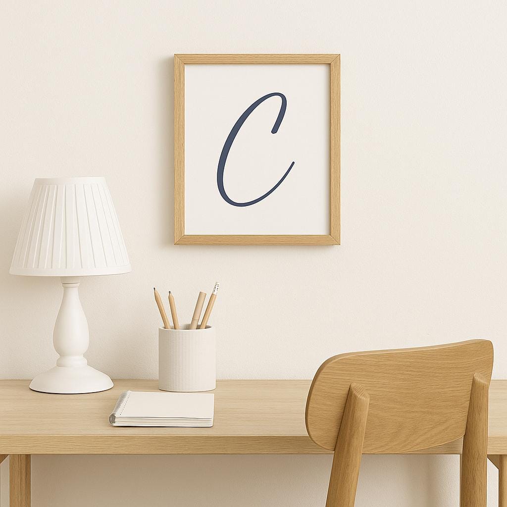 Pick Any 3 Alphabet Letters – Printable Wall Art Set in Navy Blue | A–Z Initial Prints | Digital Download for Nursery, Playroom or Kid Room