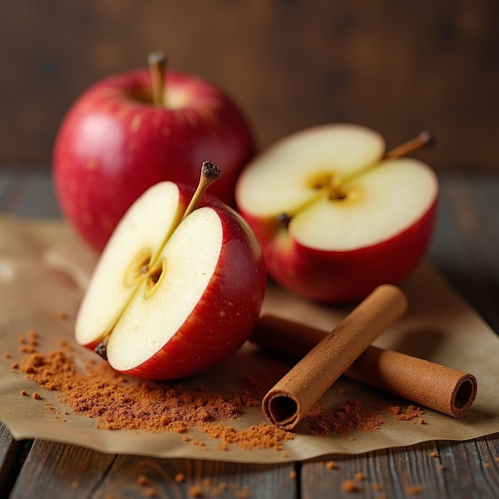 Apple slices and Cinnamon sticks
