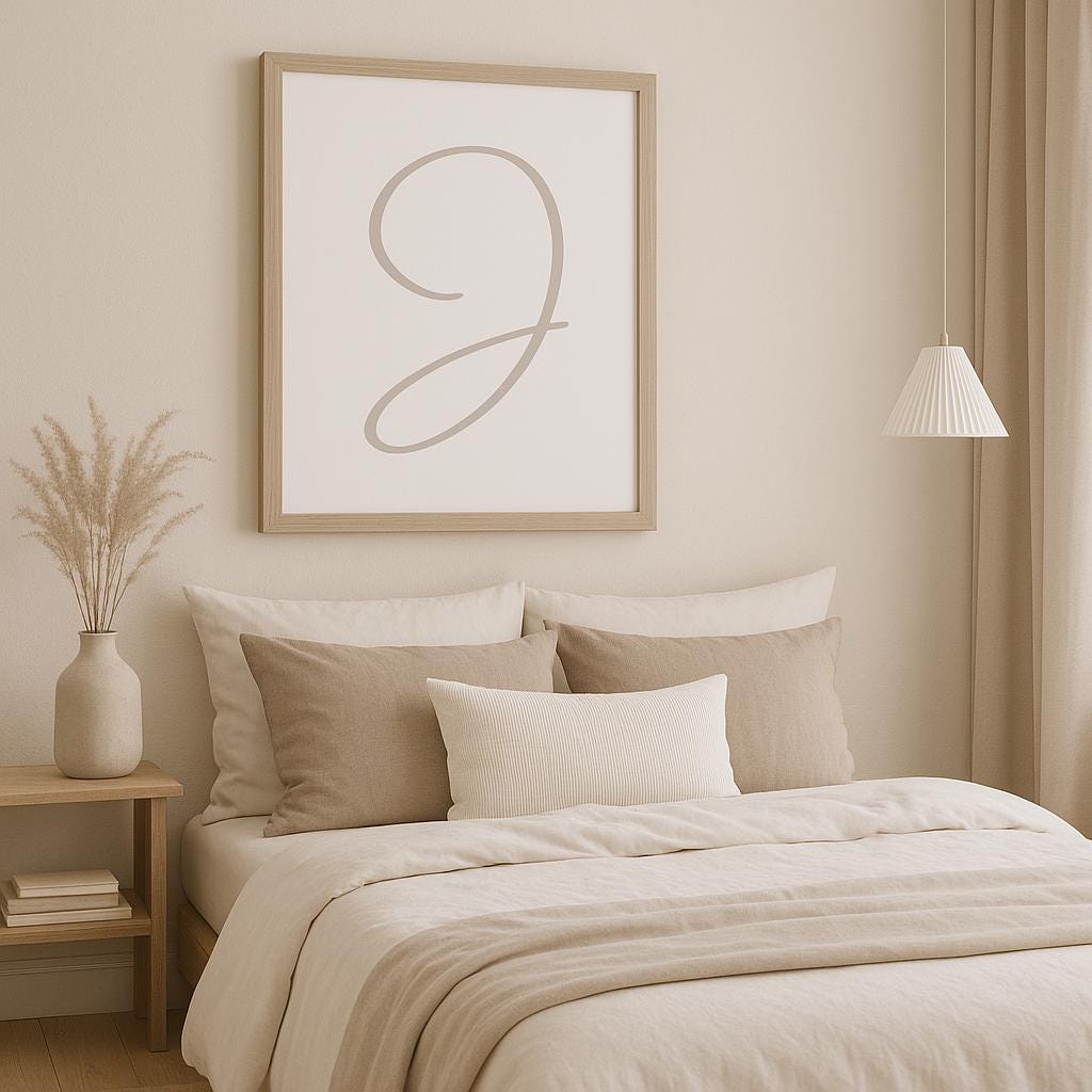 Letter J Wall Art Print | Soft Taupe Initial Poster | Nursery Letter Print | Minimalist Typography Printable | A4, A3, 8x10 download