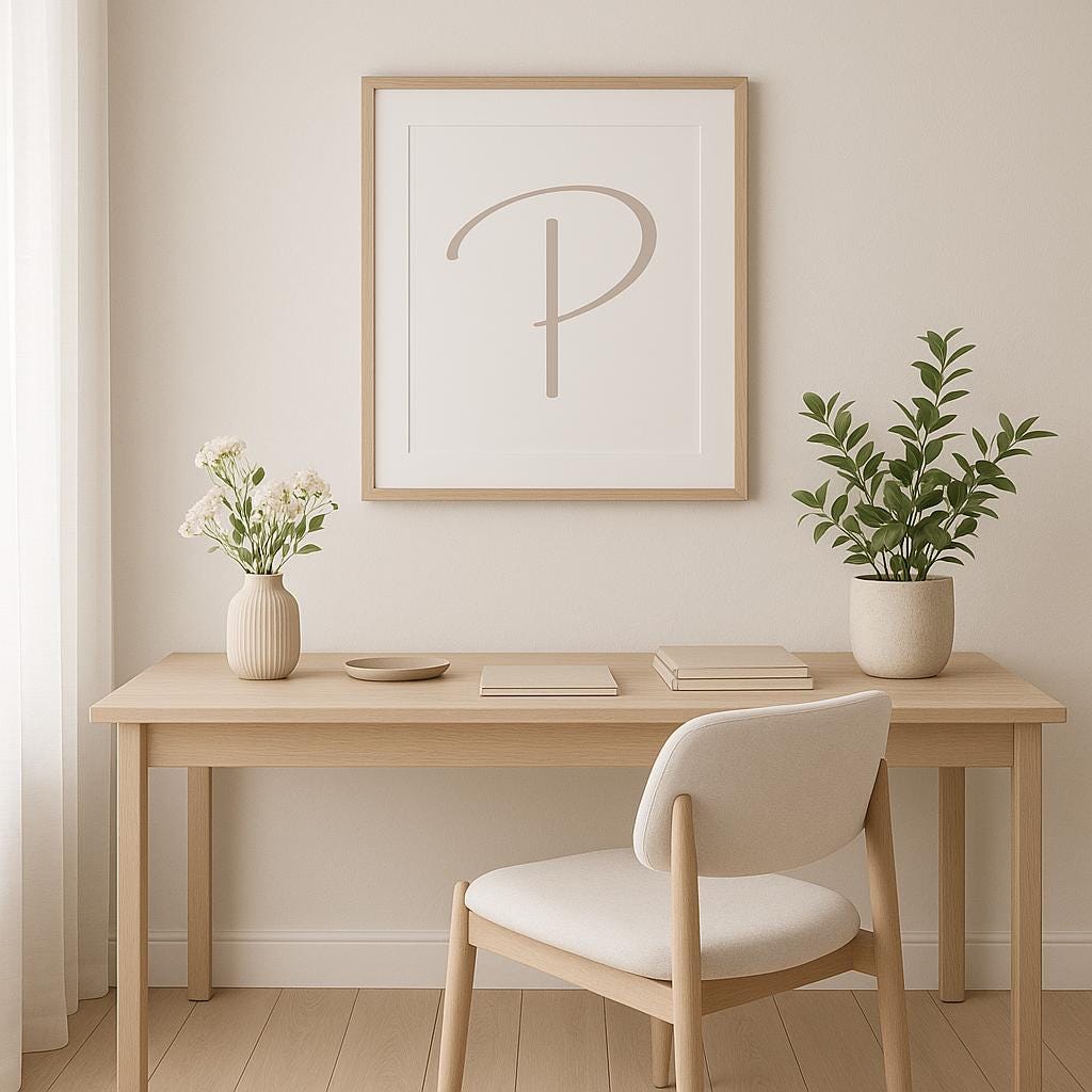 Letter P Wall Art Print | Taupe Initial Poster | Nursery Letter Print | Minimalist Typography Printable | A4, A3, 8x10 download