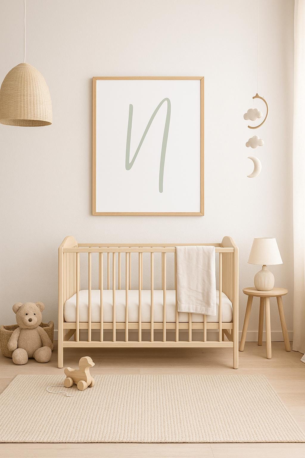 Letter N Printable Wall Art – Neutral Taupe, Sage Green, Navy & Grey | Digital Alphabet Print for Nursery, Playroom or Home Decor - 3 Sizes