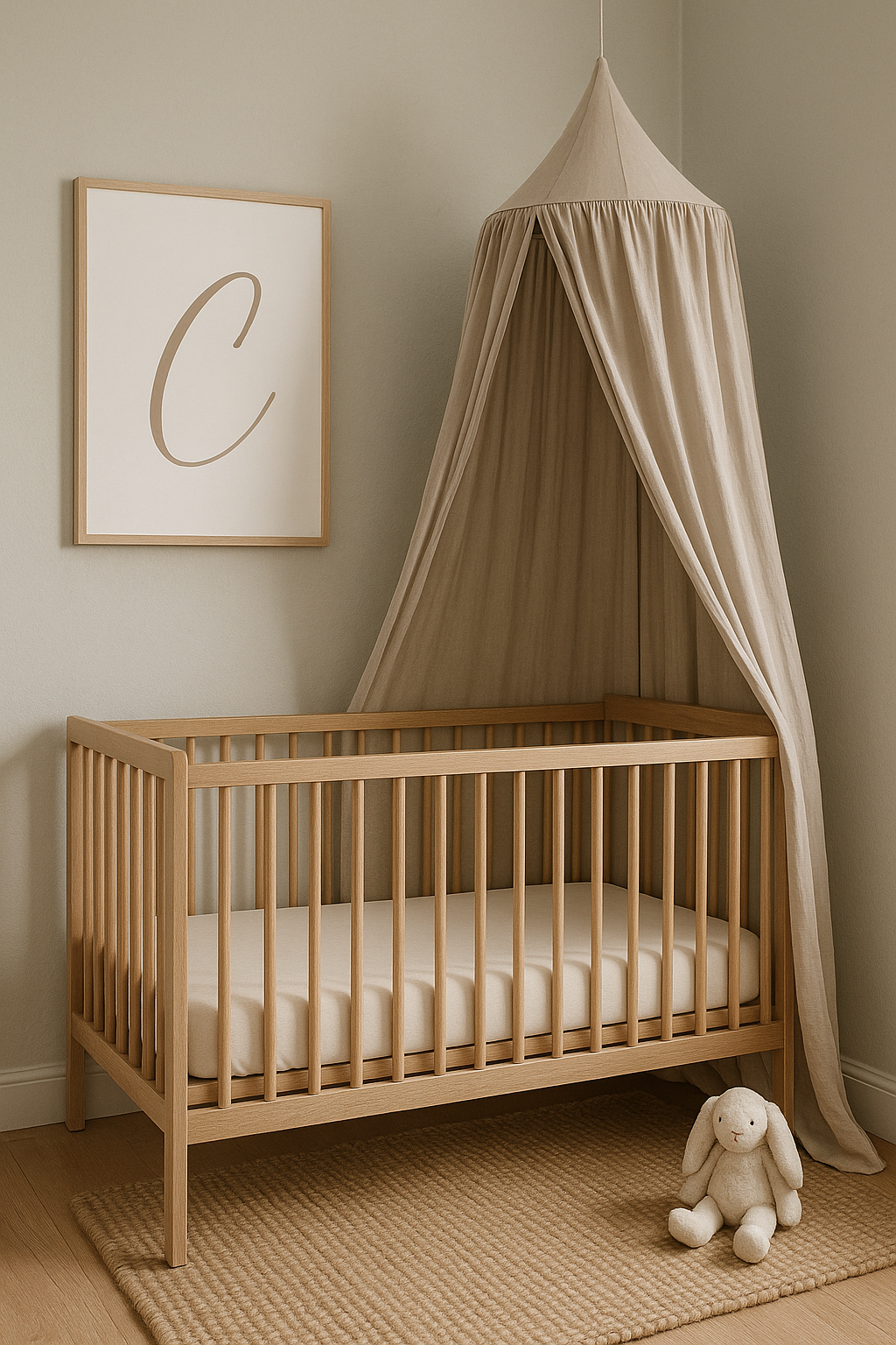 Letter C Print — Minimal Nursery Wall Art (Printed) — Navy, Sage, Taupe, Light Grey