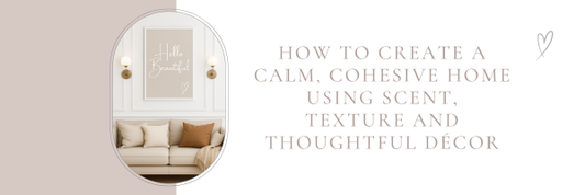 how to create a calm, cohesive home using scent, texture and thoughtful decor blog post banner