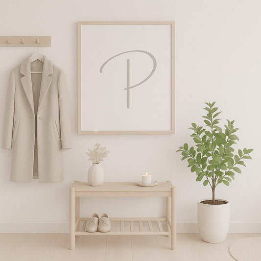 Letter P Wall Art Print | Grey Initial Poster | Nursery Letter Print | Minimalist Typography Printable | A4, A3, 8x10 download
