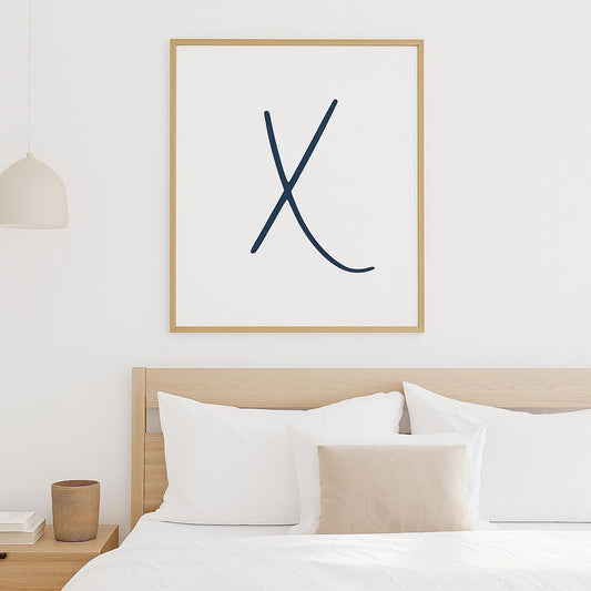 Letter X Wall Art Print | Navy Blue Initial Poster | Nursery Letter Print | Minimalist Typography Printable | A4, A3, 8x10 download