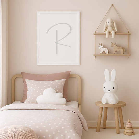 Letter R Wall Art Print | Grey Initial Poster | Nursery Letter Print | Minimalist Typography Printable | A4, A3, 8x10 download