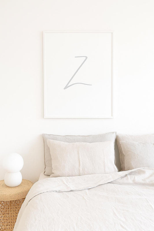 Letter Z Wall Art Print | Grey Initial Poster | Nursery Letter Print | Minimalist Typography Printable | A4, A3, 8x10 download