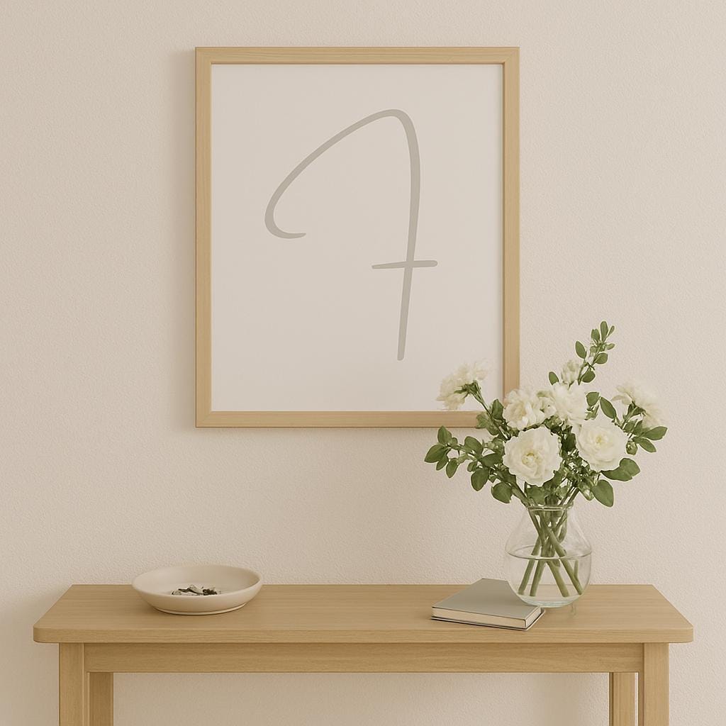 Letter F Wall Art Print | Grey Initial Poster | Nursery Letter Print | Minimalist Typography Printable | A4, A3, 8x10 download