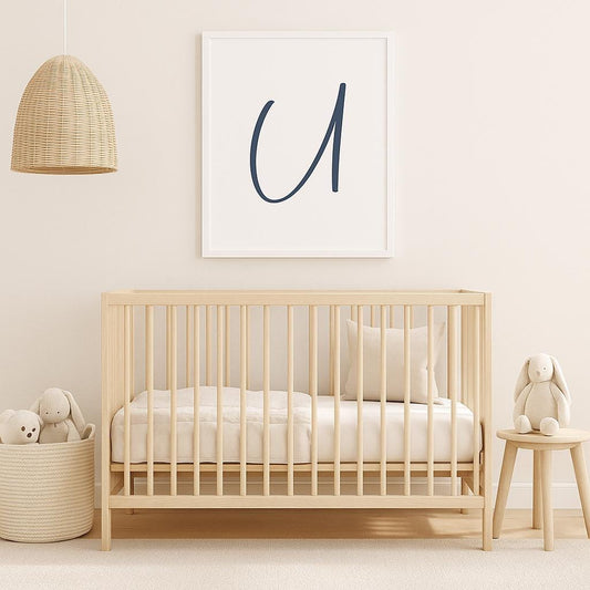 Letter U Printable Wall Art – Neutral Taupe, Sage Green, Navy & Grey | Digital Alphabet Print for Nursery, Playroom or Home Decor - 3 Sizes