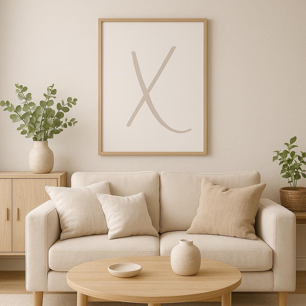 Letter X Wall Art Print | Taupe Initial Poster | Nursery Letter Print | Minimalist Typography Printable | A4, A3, 8x10 download