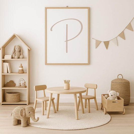 Letter P Wall Art Print | Taupe Initial Poster | Nursery Letter Print | Minimalist Typography Printable | A4, A3, 8x10 download