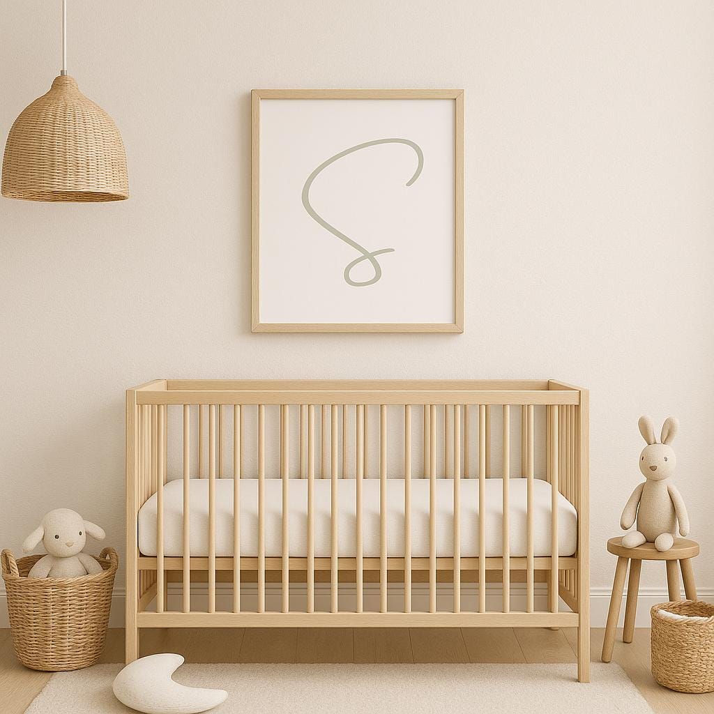 Letter S Wall Art Print | Sage Green Initial Poster | Nursery Letter Print | Minimalist Typography Printable | A4, A3, 8x10 download