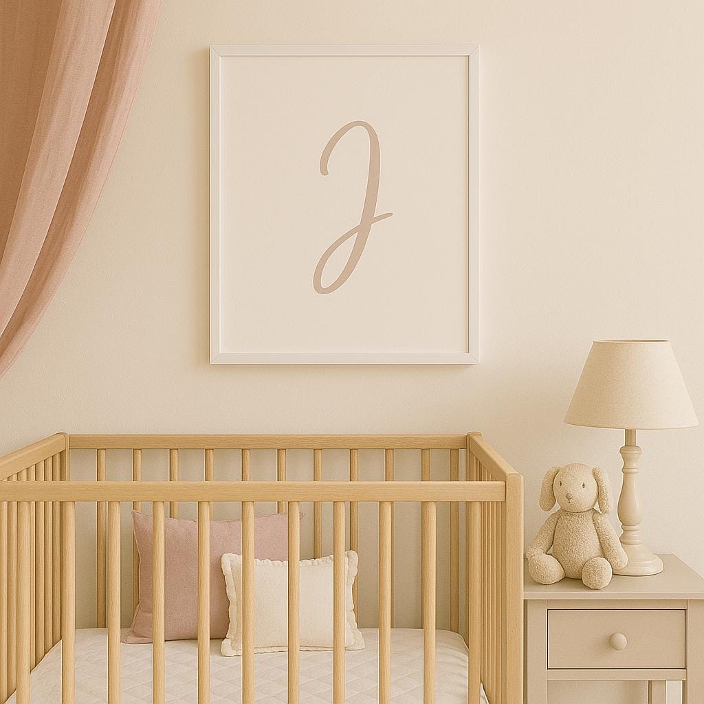 Letter I Wall Art Print | Soft Taupe Initial Poster | Nursery Letter Print | Minimalist Typography Printable | A4, A3, 8x10 download
