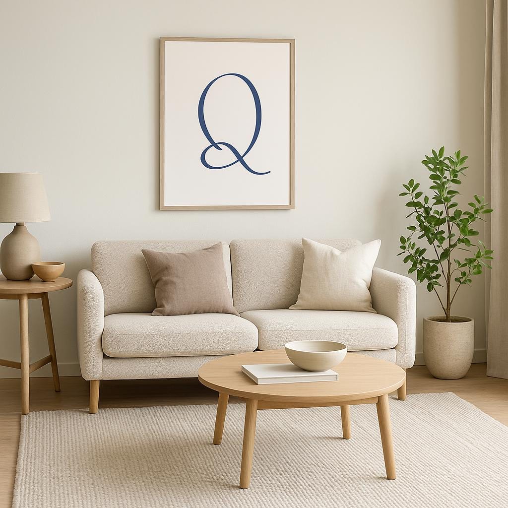 Letter Q Wall Art Print | Navy Blue Initial Poster | Nursery Letter Print | Minimalist Typography Printable | A4, A3, 8x10 download