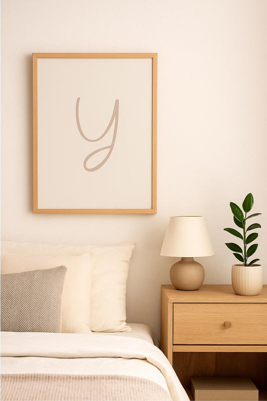 Letter Y Wall Art Print | Taupe Initial Poster | Nursery Letter Print | Minimalist Typography Printable | A4, A3, 8x10 download