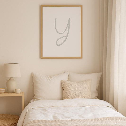 Letter Y Wall Art Print | Grey Initial Poster | Nursery Letter Print | Minimalist Typography Printable | A4, A3, 8x10 download