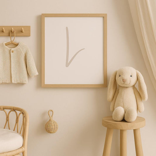 Letter L Printable Wall Art – Neutral Taupe, Sage Green, Navy & Grey | Digital Alphabet Print for Nursery, Playroom or Home Decor - 3 Sizes