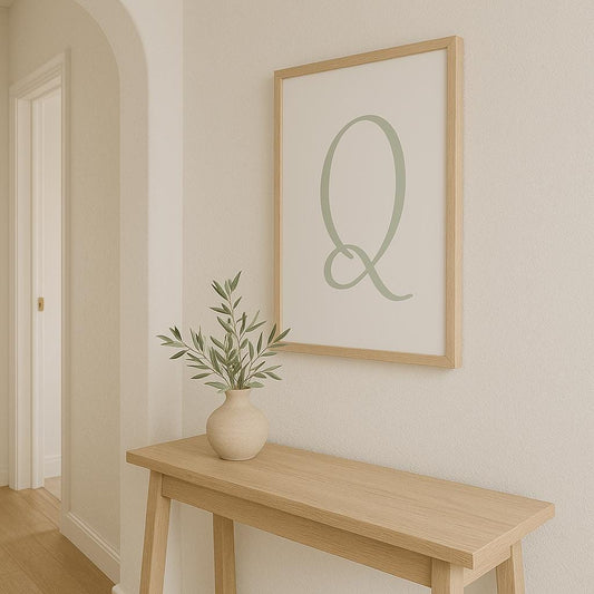 Letter Q Wall Art Print | Sage Green Initial Poster | Nursery Letter Print | Minimalist Typography Printable | A4, A3, 8x10 download