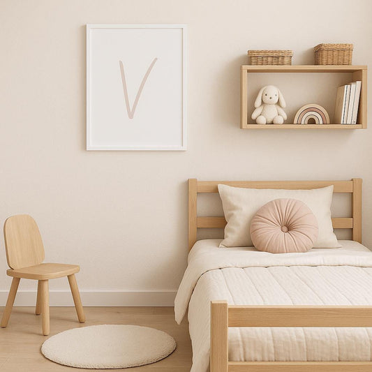 Letter V Wall Art Print | Taupe Initial Poster | Nursery Letter Print | Minimalist Typography Printable | A4, A3, 8x10 download