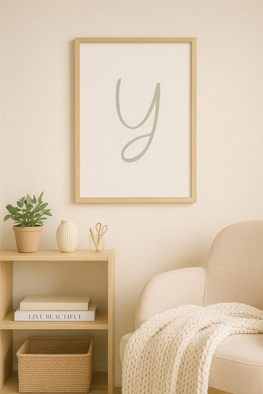 Letter Y Wall Art Print | Sage Green Initial Poster | Nursery Letter Print | Minimalist Typography Printable | A4, A3, 8x10 download