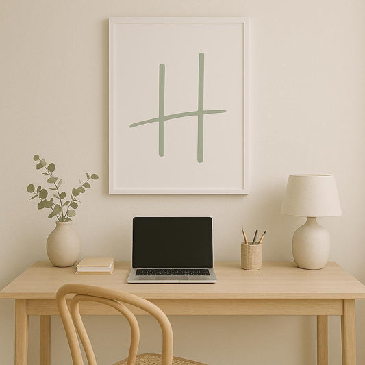 Letter H Wall Art Print | Sage Green Initial Poster | Nursery Letter Print | Minimalist Typography Printable | A4, A3, 8x10 download