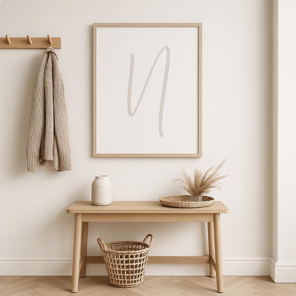 Letter N Wall Art Print | Grey Initial Poster | Nursery Letter Print | Minimalist Typography Printable | A4, A3, 8x10 download
