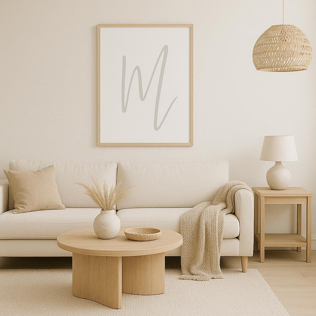 Letter M Printable Wall Art – Neutral Taupe, Sage Green, Navy & Grey | Digital Alphabet Print for Nursery, Playroom or Home Decor - 3 Sizes