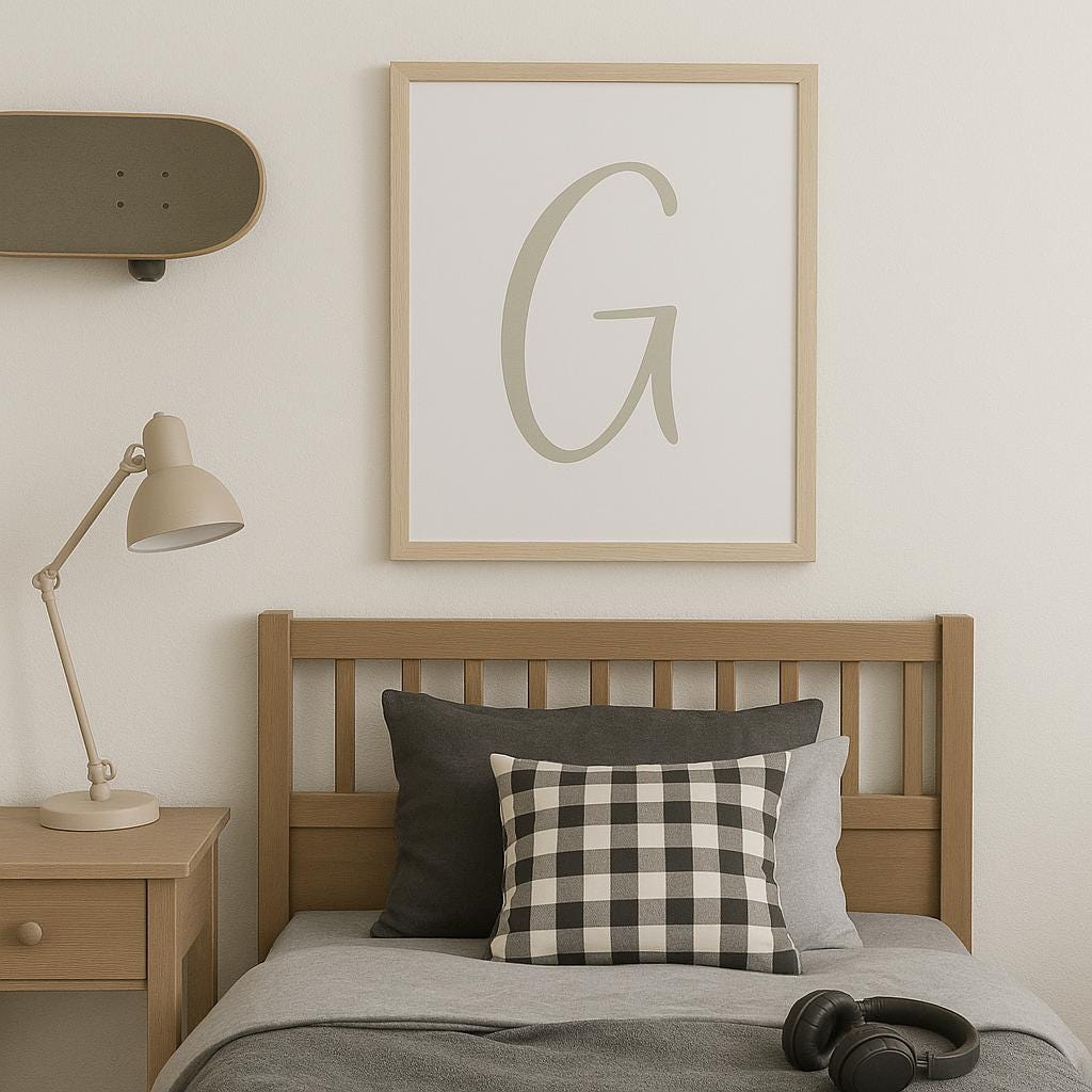 Pick Any 3 Alphabet Letters – Printable Wall Art Set in Grey | A–Z Initial Prints | Digital Download for Nursery, Playroom or Kid Room