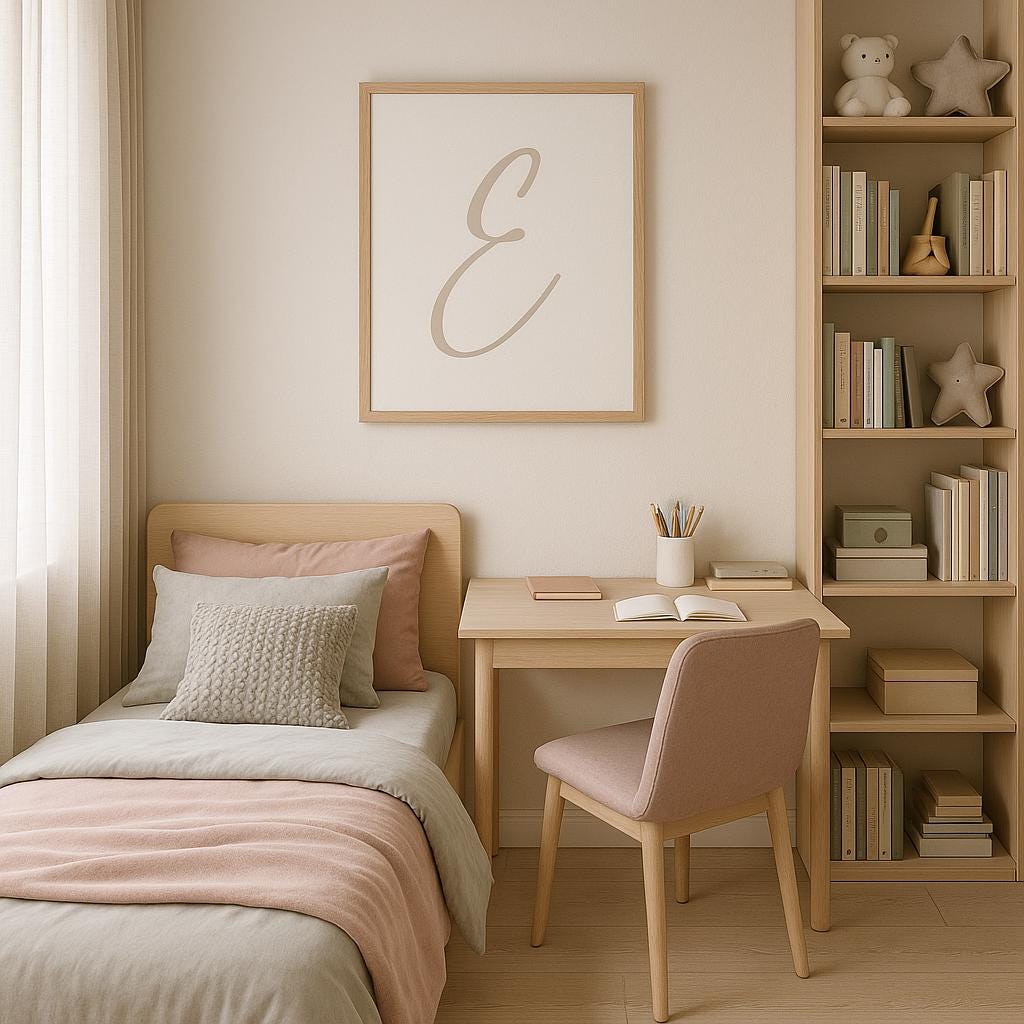 Letter E Wall Art Print | Soft Taupe Initial Poster | Nursery Letter Print | Minimalist Typography Printable | A4, A3, 8x10 download