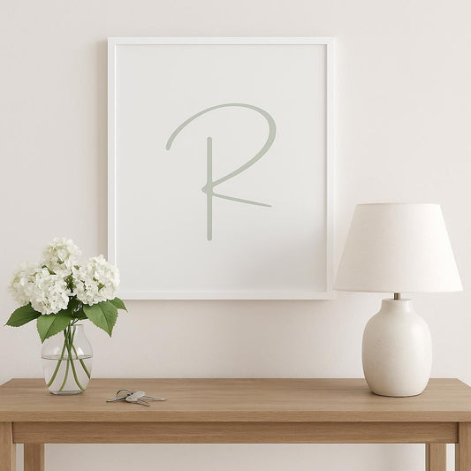 Letter R Wall Art Print | Sage Green Initial Poster | Nursery Letter Print | Minimalist Typography Printable | A4, A3, 8x10 download