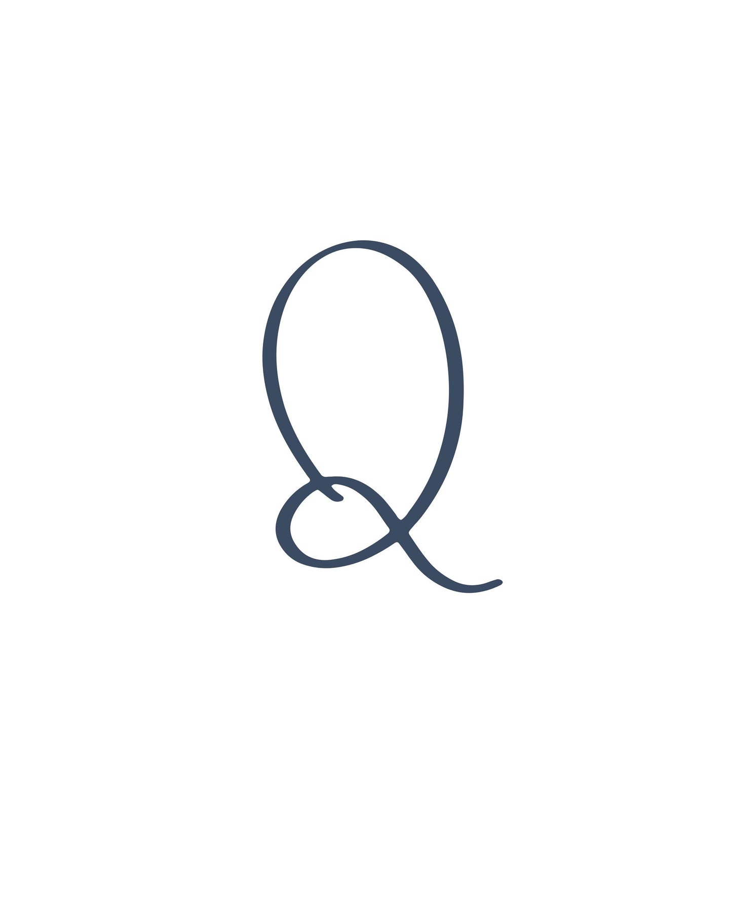 Letter Q Wall Art Print | Navy Blue Initial Poster | Nursery Letter Print | Minimalist Typography Printable | A4, A3, 8x10 download