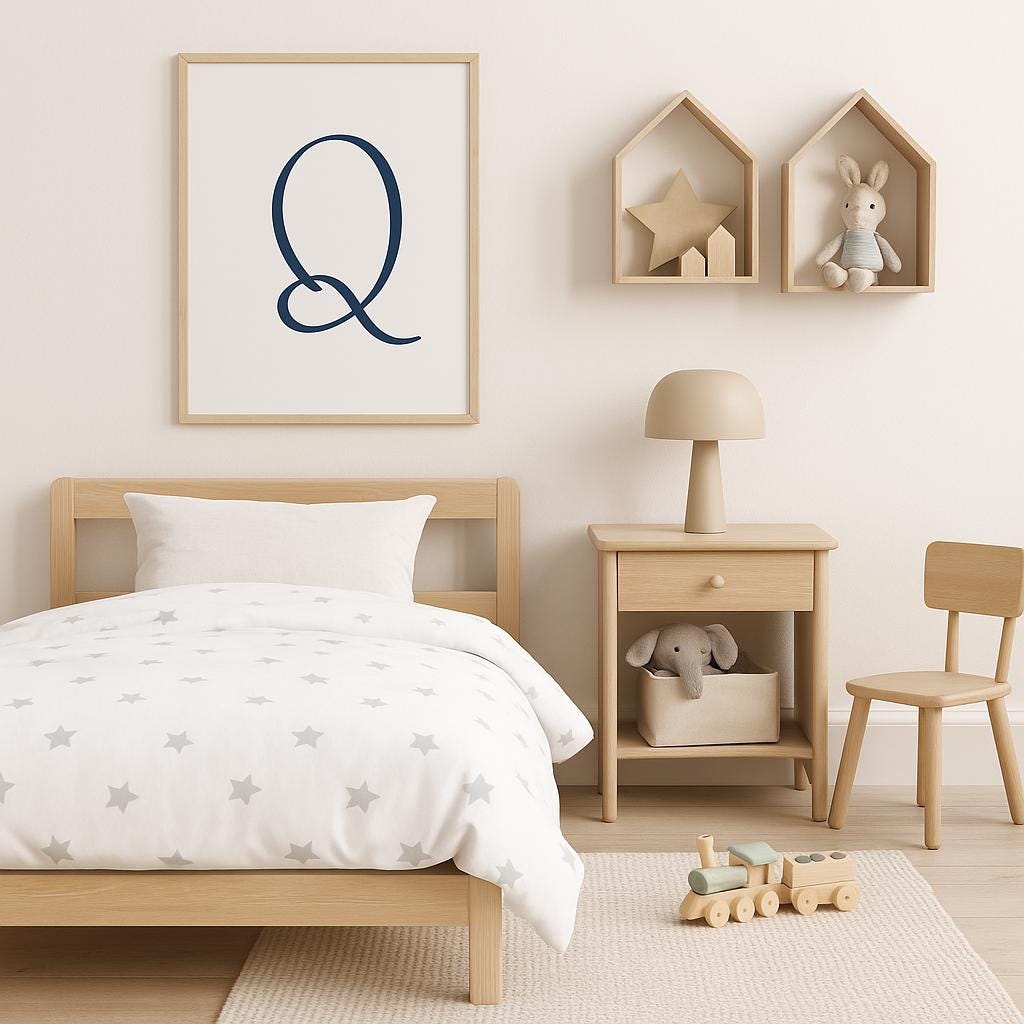 Letter Q Wall Art Print | Navy Blue Initial Poster | Nursery Letter Print | Minimalist Typography Printable | A4, A3, 8x10 download