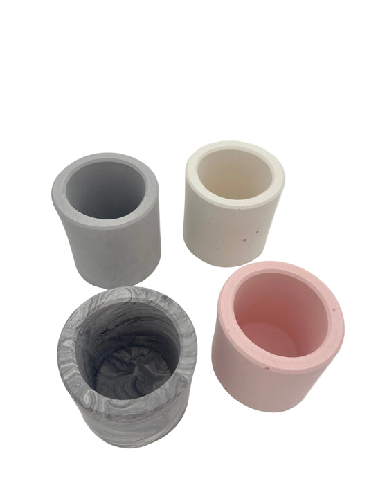 Jesmonite Pot collection in Grey, Cream, Marble and Pink