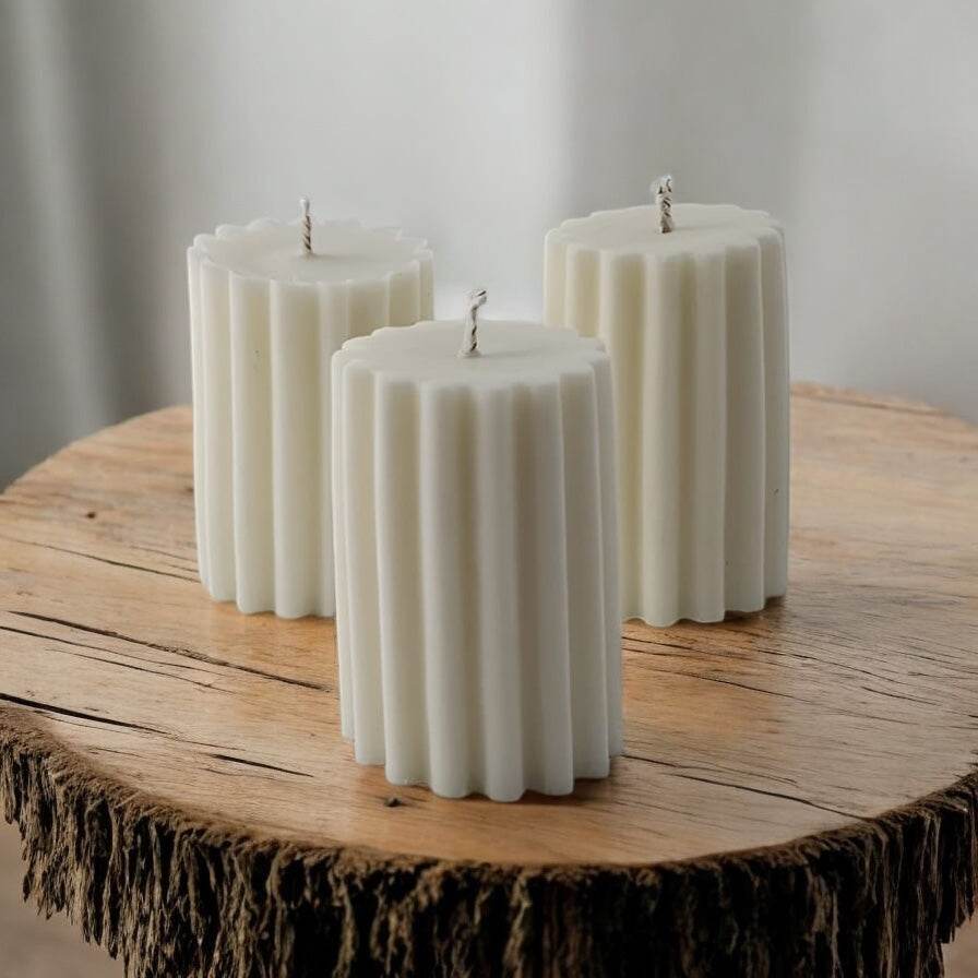 Ribbed Pillar Candles (Small) - Home at Number Twenty Two