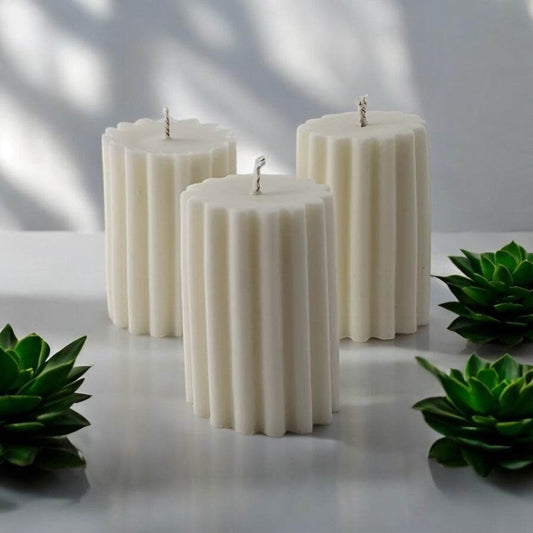 Ribbed Pillar Candles (Small) - Home at Number Twenty Two