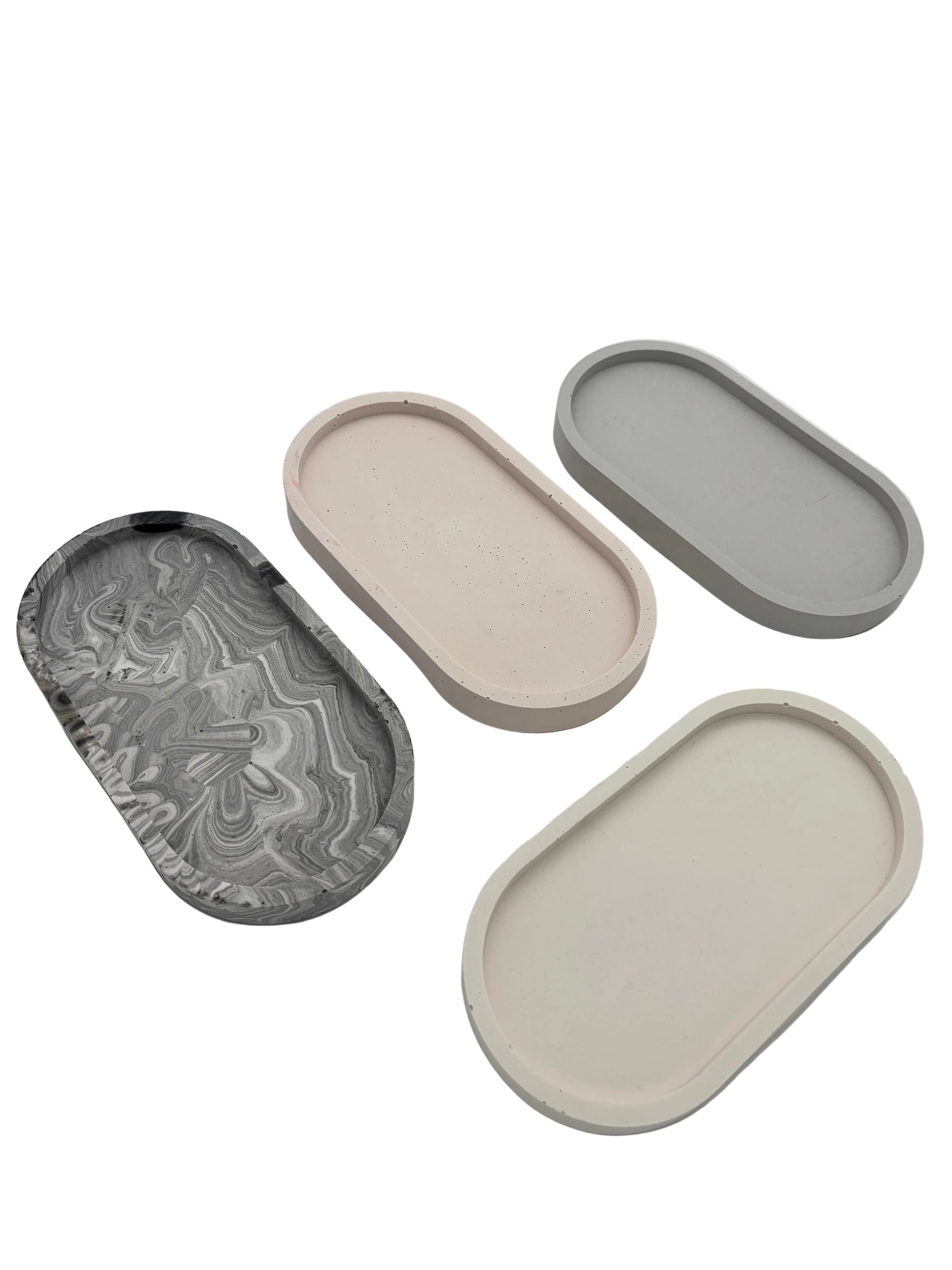 Jesmonite Trinket Tray collection in Marble, Pale Pink, Grey and Cream