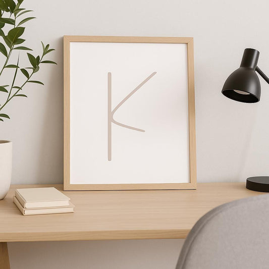 Letter K Wall Art Print | Taupe Initial Poster | Nursery Letter Print | Minimalist Typography Printable | A4, A3, 8x10 download