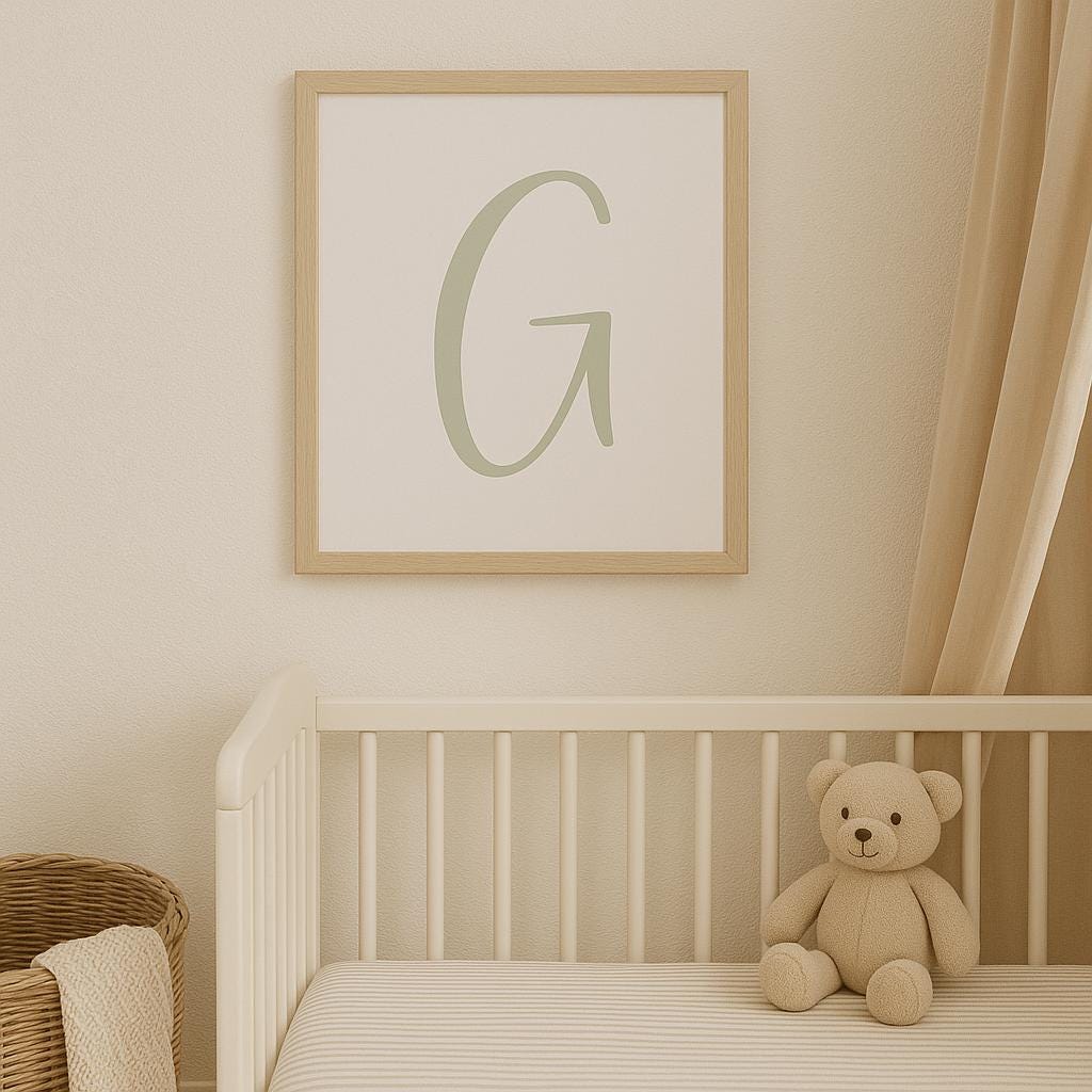 Pick Any 3 Alphabet Letters – Printable Wall Art Set in Sage Green | A–Z Initial Prints | Digital Download for Nursery, Playroom or Kid Room