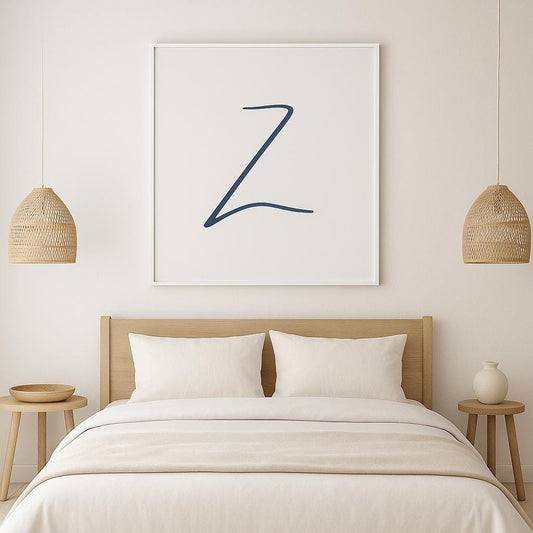 Letter Z Wall Art Print | Navy Blue Initial Poster | Nursery Letter Print | Minimalist Typography Printable | A4, A3, 8x10 download
