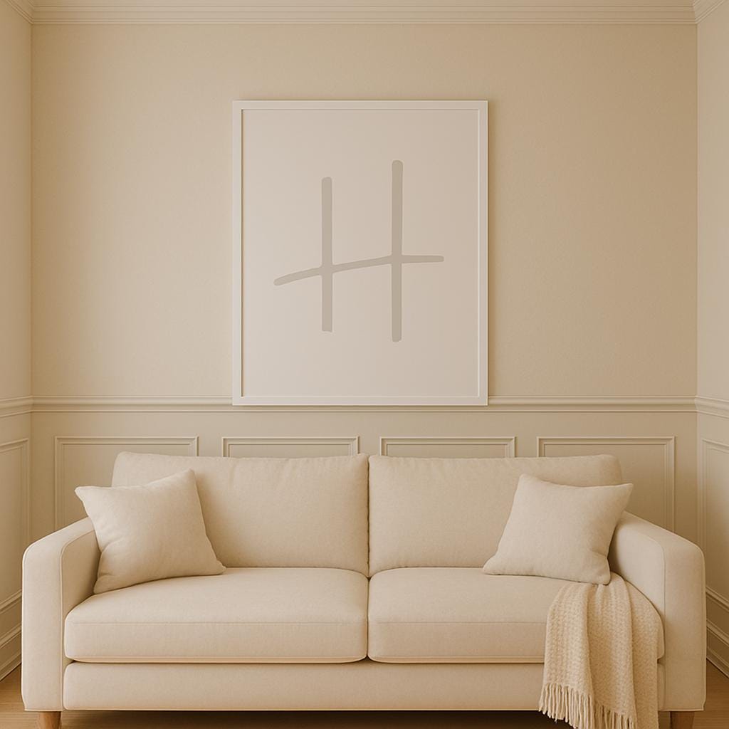 Letter H Wall Art Print | Grey Initial Poster | Nursery Letter Print | Minimalist Typography Printable | A4, A3, 8x10 download