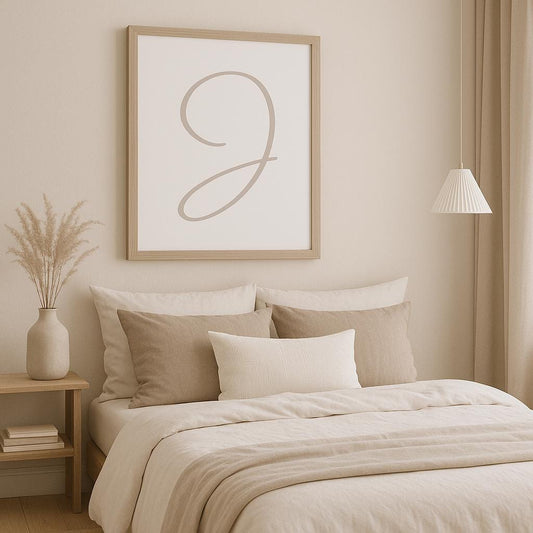 Letter J Wall Art Print | Soft Taupe Initial Poster | Nursery Letter Print | Minimalist Typography Printable | A4, A3, 8x10 download