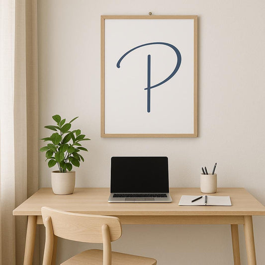 Letter P Wall Art Print | Navy Blue Initial Poster | Nursery Letter Print | Minimalist Typography Printable | A4, A3, 8x10 download