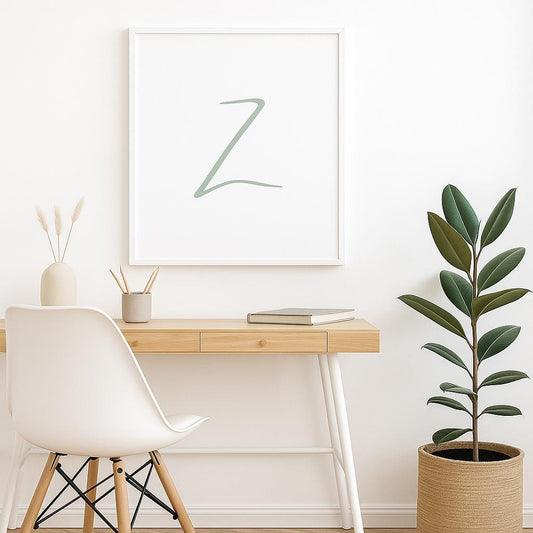 Letter Z Wall Art Print | Sage Green Initial Poster | Nursery Letter Print | Minimalist Typography Printable | A4, A3, 8x10 download
